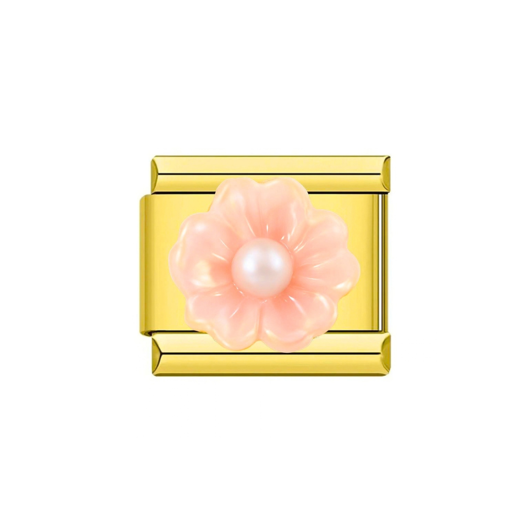 Pink tulip Gold Charm