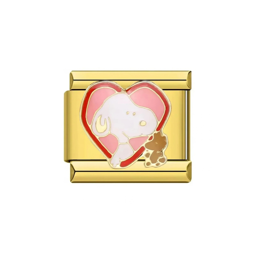 Pink Snoopy Gold Charm