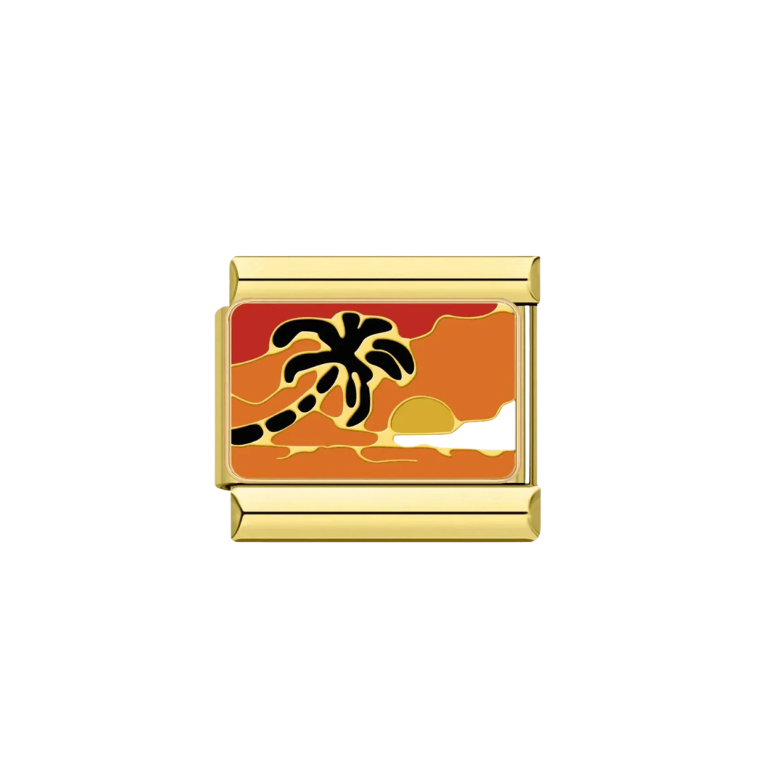 Sunset Orange Gold Charm