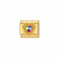 Pink Diamond Heart Gold Charm