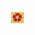 Red Flower Gold Charm