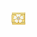 White Flower Gold Charm
