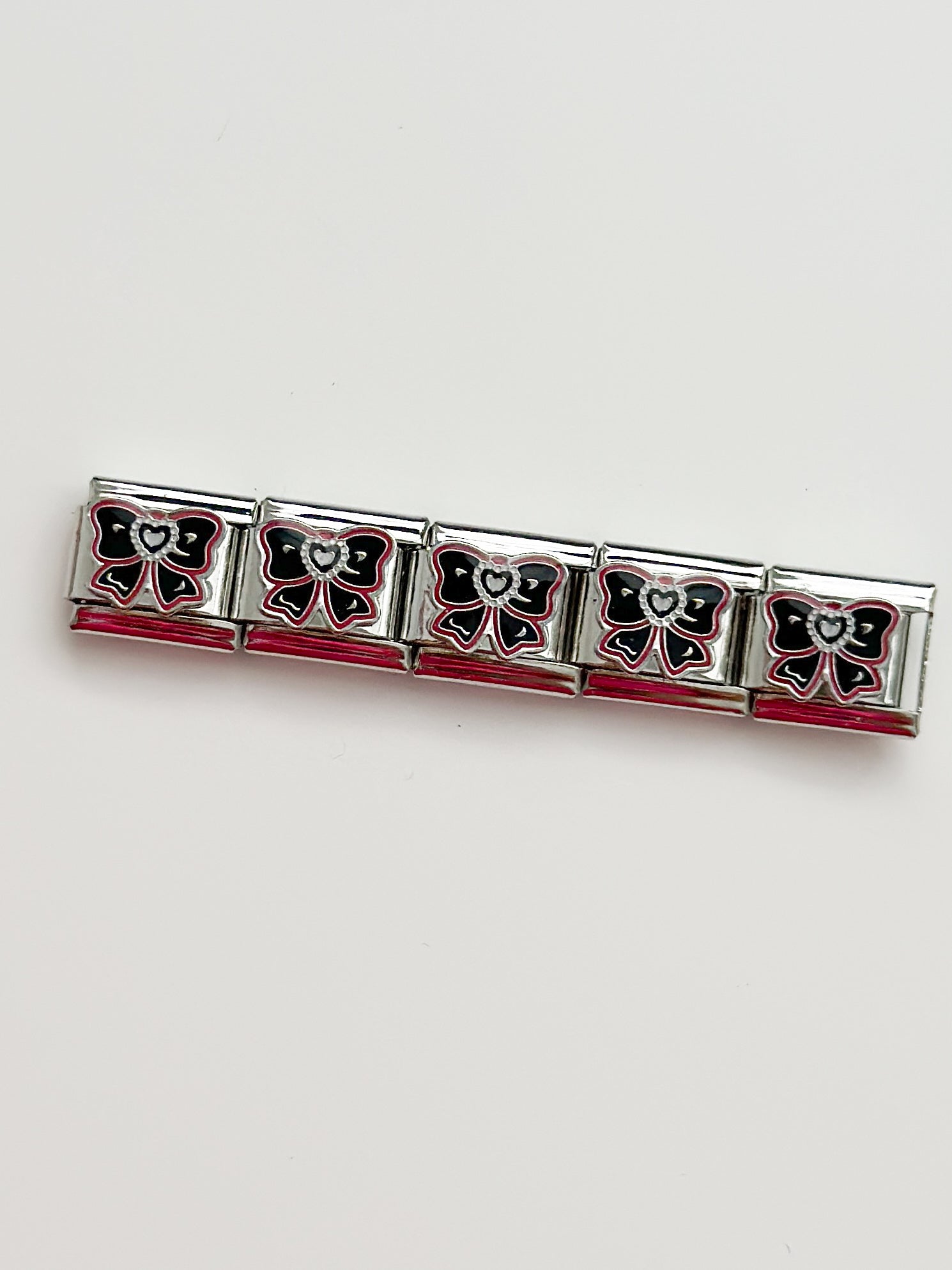 Black and Pink Bow Charm