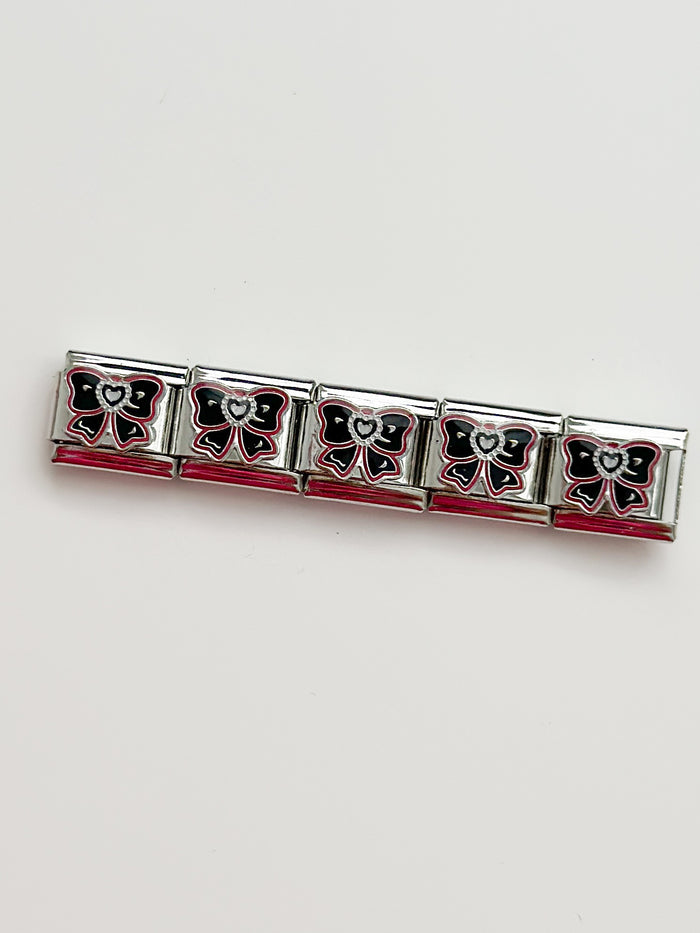 Black and Pink Bow Charm