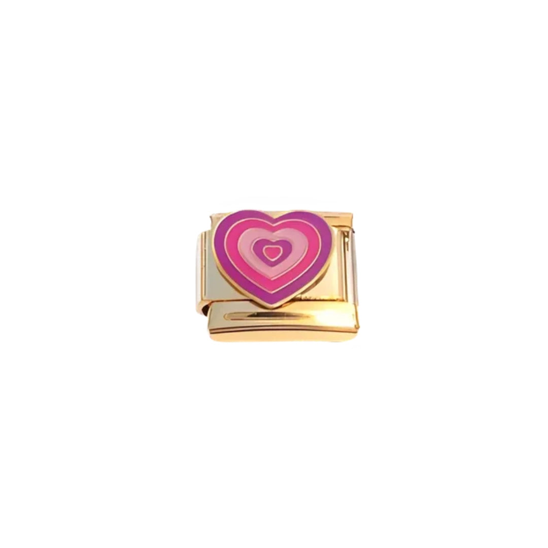 gold / pink heart charm