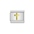silver and gold cross charm