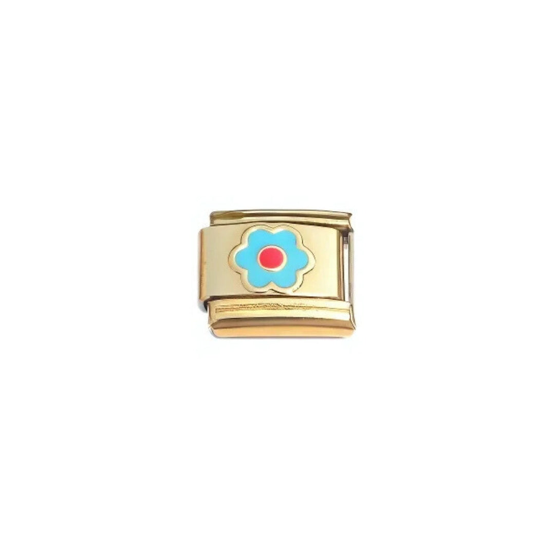 flor azul oro charm