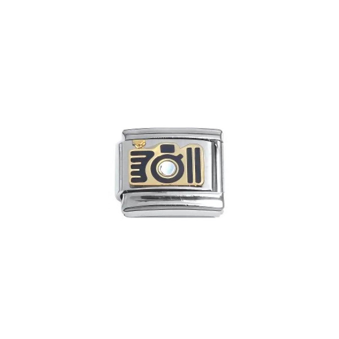 silver & gold camera charm