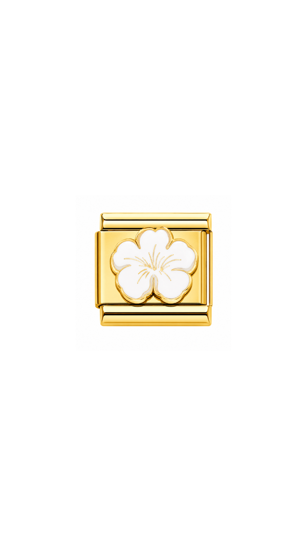 Gold White Hibiscus Charm